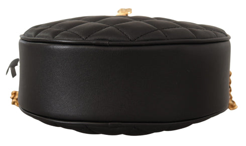 Versace Black Nappa Leather Medusa Round Shoulder Bag